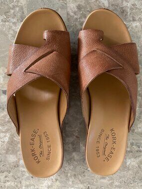 Kork-Ease Brown Leather Slide Sandals